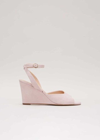 Phase Eight Ankle Strap Peep Toe Wedge Heels Pink Canada | BIMSRU-690